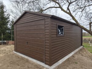 Garaj din tablă 3,5m x 6m cu poartă basculantă