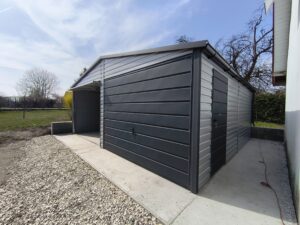 Garaj din tablă 6m x 6m cu 2 porți basculante